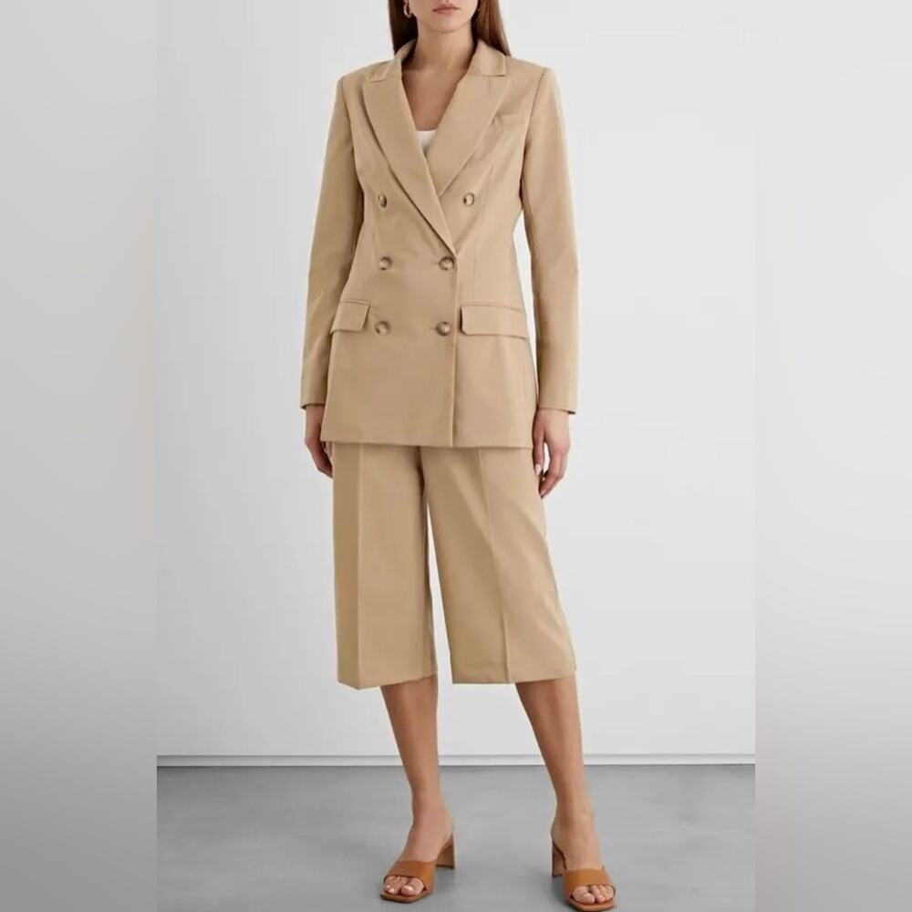 Iris + Ink Dylan Camel Tan Double Breasted Blazer